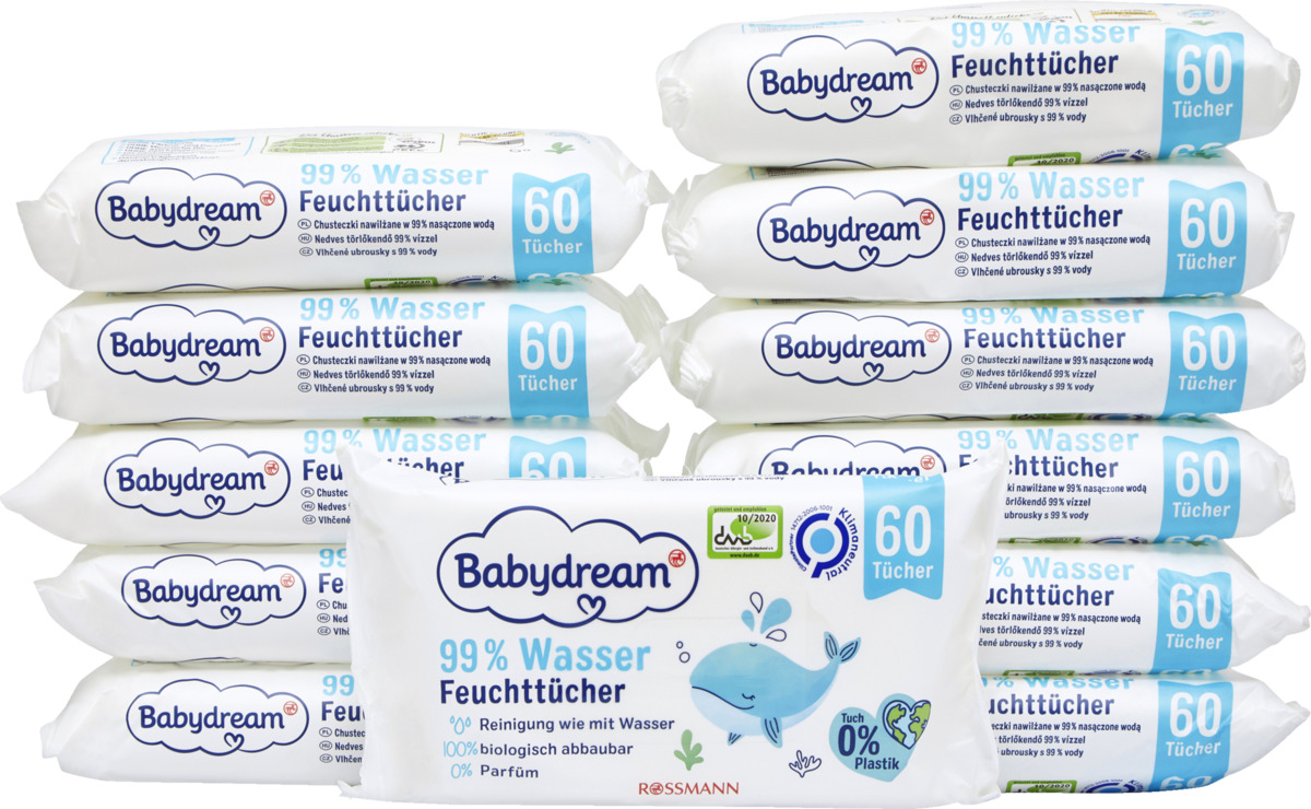 Bild 1 von Babydream Feuchttücher mit 99% Wasser Spar-Pack