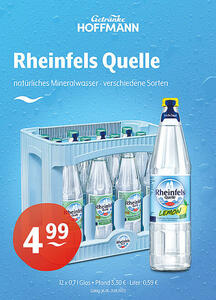Rheinfels Quelle natürliches Mineralwasser
verschiedene Sorten