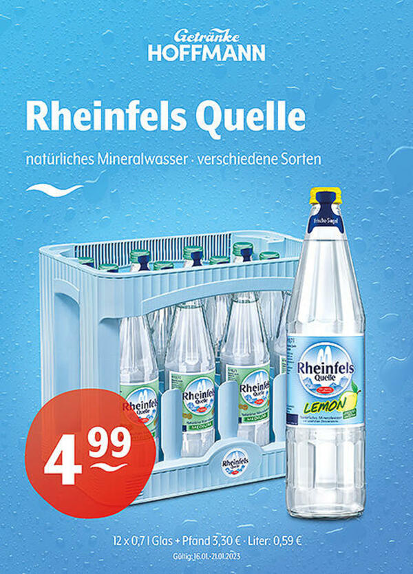 Bild 1 von Rheinfels Quelle natürliches Mineralwasser
verschiedene Sorten