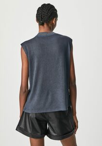 Pepe Jeans Kurzarmshirt »AVIS« mit silber glänzendem Marken-Logo-Druck und besonderem Armausschnitt