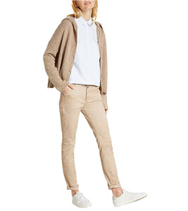 Marc O´Polo Chino-Hose stretchige Damen Slim Fit Washed Out Hose mit Knopfleiste Beige