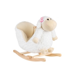 Kikkaboo Schaukeltier Schaf mit Sitz, Rückenlehne, Holzgriffe, Kufen, Fußstützen weiß