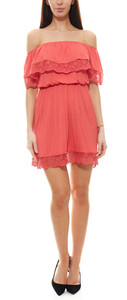 s.Oliver Strandkleid niedliches Damen Jersey-Kleid mit Carmen-Ausschnitt Midi-Kleid Rot