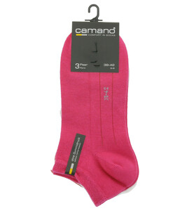 3er Pack camano Damen Sport-Socken Sneaker-Söckchen 3003 Pink/Weiß/Rot
