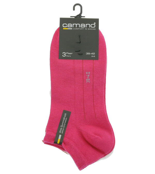 Bild 1 von 3er Pack camano Damen Sport-Socken Sneaker-Söckchen 3003 Pink/Weiß/Rot