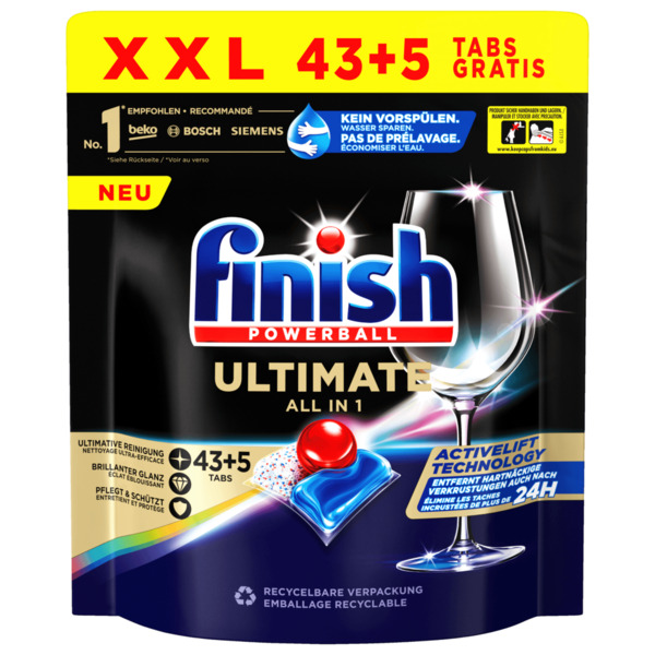 Bild 1 von Finish Powerball Ultimate All in 1 Spülmaschinentabs XXL 619g, 43+5 Tabs