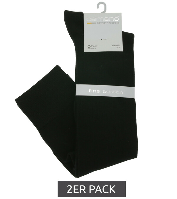 Bild 1 von 2er Pack camano Damen Knie-Strümpfe Alltags-Socken aus Baumwolle 4601 Schwarz