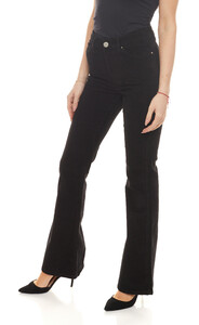 AjC Cord-Hose hochwertige Damen 5-Pocket-Hose Im Flare-Fit-Style Schwarz