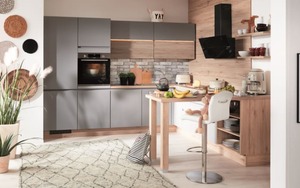 Nobilia - Einbauküche Ferna, steingrau, inklusive Bosch Elektrogeräte