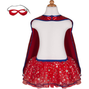 Super Hero Kinder-Kostüm Rock und Umhang rot, 4-6 Jahre