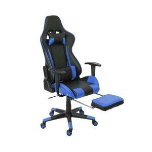Relax-Bürostuhl MCW-D25 XXL, Schreibtischstuhl Gamingstuhl, 150kg belastbar Fußstütze ~ schwarz/blau
