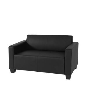 2er Sofa Couch Moncalieri Loungesofa Kunstleder ~ schwarz