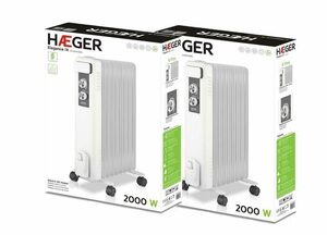 HAEGER Ölradiator 2x 2000 W Sparpack Elektorheizung energiesparend, 9 Rippen, klein, a, 2000 W, unter 2500 W, ohne fernbedienung