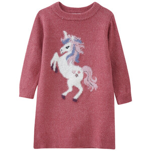 Mädchen Strickkleid mit Einhorn-Motiv