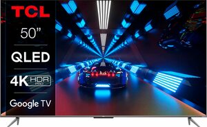 TCL 50C735X1 QLED-Fernseher (126 cm/50 Zoll, 4K Ultra HD, Smart-TV, Google TV, HDR Premium, Dolby Atmos, HDMI 2.1, Metallgehäuse, ONKYO-Sound)
