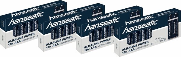 Bild 1 von Hanseatic »40er Pack Alkaline Power, AAA Micro« Batterie, LR03 (40 St), bis zu 5 Jahren Lagerfähigkeit