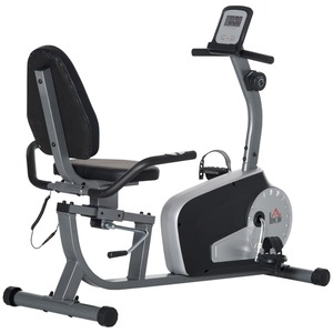 HOMCOM Fitnessrad mit LCD-Shirm grau 122-137L x 62B x 103H cm   liegeergometer  heimtrainer  fahrradtrainer  fitness fahrrad  trimmrad
