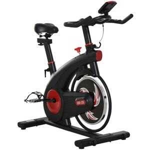HOMCOM Fahrradtrainer mit 8kg Schwungrad schwarz, rot 107L x 52B x 104-119H cm   Heimtrainer Rollentrainer Fitness Trainingsgerät