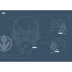 Komar Wandbild Star Wars EP9 Blueprint Kylo Helmet Star Wars B/L: ca. 70x50 cm