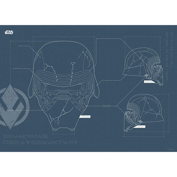 Bild 1 von Komar Wandbild Star Wars EP9 Blueprint Kylo Helmet Star Wars B/L: ca. 70x50 cm