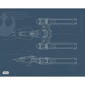 Komar Wandbild Star Wars EP9 Blueprint Y-Wing Star Wars B/L: ca. 50x40 cm