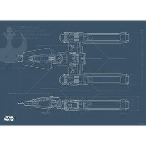 Komar Wandbild Star Wars EP9 Blueprint Y-Wing Star Wars B/L: ca. 70x50 cm