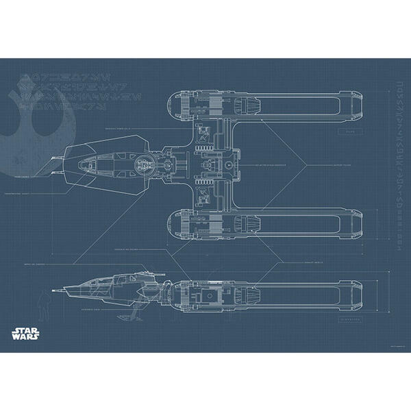 Bild 1 von Komar Wandbild Star Wars EP9 Blueprint Y-Wing Star Wars B/L: ca. 70x50 cm