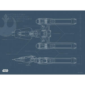 Komar Wandbild Star Wars EP9 Blueprint Y-Wing Star Wars B/L: ca. 40x30 cm