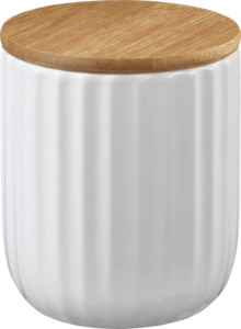 Dekorieren & Einrichten Keramikdose mit Holzdeckel, weiß, (Muster Rillen)