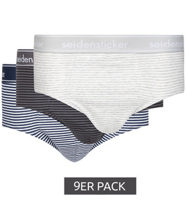 9er Pack seidensticker Cotton Flex Brief Slips für Herren mit Logo-Bund