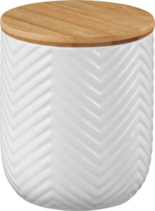 Dekorieren & Einrichten Keramikdose mit Holzdeckel, weiß, (Muster Chevron)