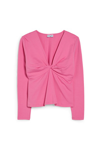 C&A CLOCKHOUSE-Langarmshirt mit Kotendetail, Pink, Größe: 50