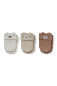 C&A Multipack 3er-Bärchen-Baby-Socken mit Motiv, Weiß, Größe: 12-13
