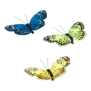 Deko-Schmetterlinge mit Clip, Ø ca. 12cm, 3er-Pack