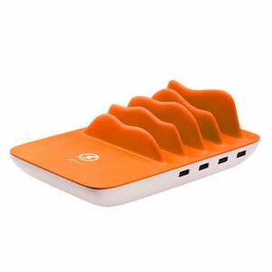 Ladegerät Family Charger Maxi, 4-Port USB + Wireless, orange-weiß