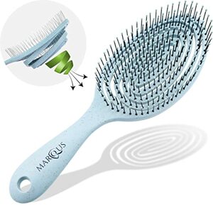 marQus Bio Haarbürste ohne Ziepen mit einzigartiger Doppelspiralfeder und noch mehr Borsten zur optimalen Druckverteilung und Pflege, Entwirrbürste für jeden Haartyp, 1 Stück, Farbe Arctic Blau