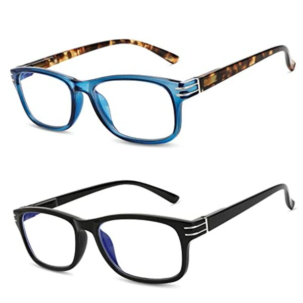 Bild 1 von Madison Avenue 2er-pack Lesebrille, Blaulichtfilter Brille fur Damen und Herren, Rechteck Leser mit Federscharniere,Schwarz/Blau +2.50 dioptrien