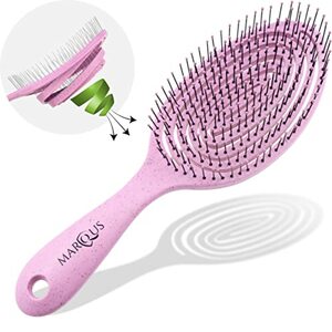 marQus Bio Haarbürste ohne Ziepen mit einzigartiger Doppelspiralfeder und noch mehr Borsten zur optimalen Druckverteilung und Pflege, Entwirrbürste für jeden Haartyp, 1 Stück, Farbe Blush Pink