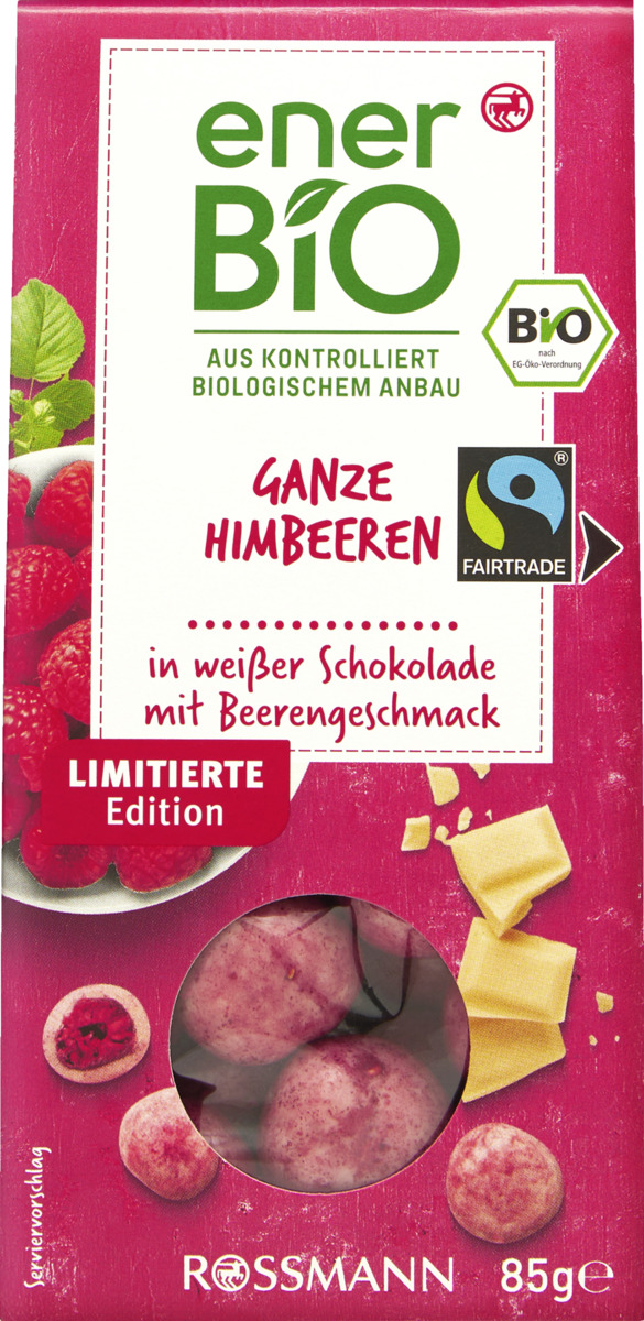Bild 1 von enerBiO Ganze Himbeeren in weißer Schokokolade mit Beerengeschmack