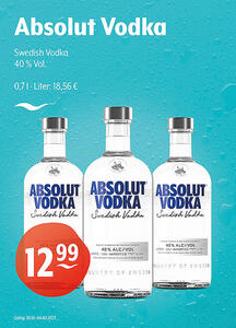 Absolut Vodka Swedish Vodka
40 % Vol.