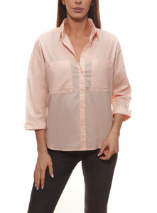 khujo Nizka Hemd-Bluse coole Damen Sommer-Bluse mit zwei Brusttaschen Rosa