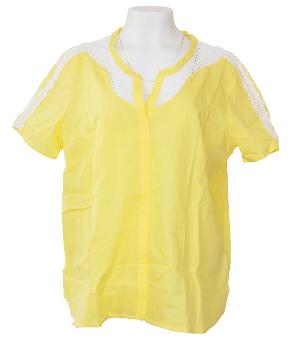 Bild 1 von Mavi Spitzen-Bluse elegante Damen Sommer-Bluse mit Spitze an Ausschnitt und Schulterbereich Gelb