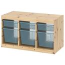 Bild 1 von TROFAST  Aufbewahrung mit Boxen, Kiefer weiß gebeizt, hell/graublau