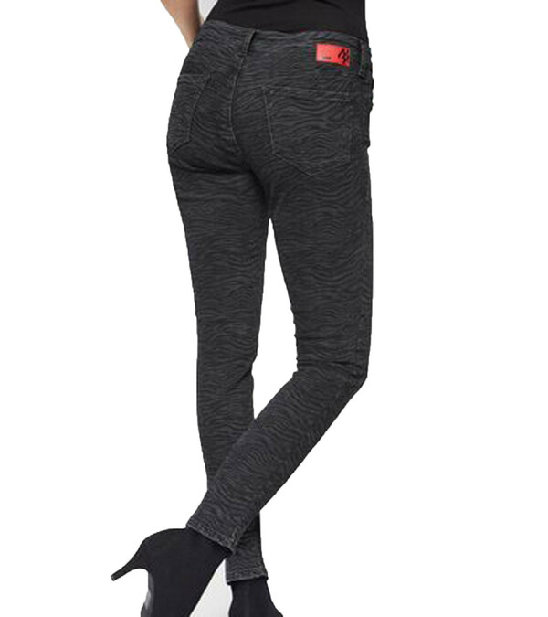 Bild 1 von mavi Jeans Adriana stilbewusste Skinny-Jeans für Frauen mit Allover-Animalprint Schwarz-Grau