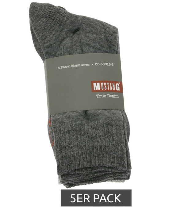 Bild 1 von 5er Pack MUSTANG Alltags-Socken Freizeit-Strümpfe MU31007 Grau