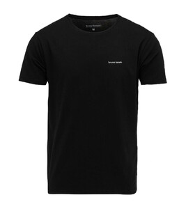 bruno banani Herren Rundhals-Shirt Basic T-Shirt mit kleinem Logo auf Brust Schwarz