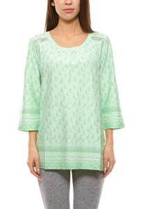 sheego 3/4 Arm-Shirt luftiges Damen Langarm-Shirt Sweater Grün