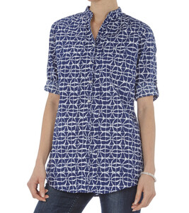 Marc O´Polo Blusen-Shirt modische Damen Bluse mit graphischem Muster Blau