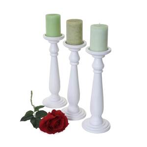 3er Set Kerzenständer H360, Kerzenhalter, Shabby-Look Vintage Höhe 35cm ~ weiß lackiert