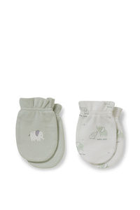 C&A Multipack 2er-Anti-Kratz-Handschuhe-Bio-Baumwolle, Grün, Größe: 1 size